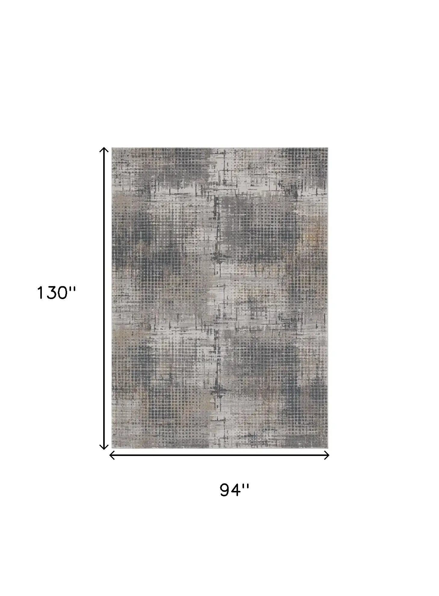 8' X 11' Ivory Navy and Gray Abstract Area Rug - Homeroots - Flyclothing LLC