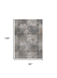 8' X 11' Ivory Navy and Gray Abstract Area Rug - Homeroots