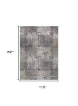 10' X 13' Ivory Navy and Gray Abstract Area Rug - Homeroots - Flyclothing LLC