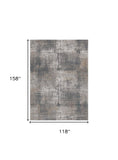 10' X 13' Ivory Navy and Gray Abstract Area Rug - Homeroots