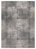 10' X 13' Ivory Navy and Gray Abstract Area Rug