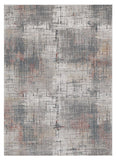 8' X 11' Ivory Gray and Gold Abstract Area Rug