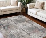 8' X 11' Ivory Gray and Gold Abstract Area Rug - Homeroots - Flyclothing LLC