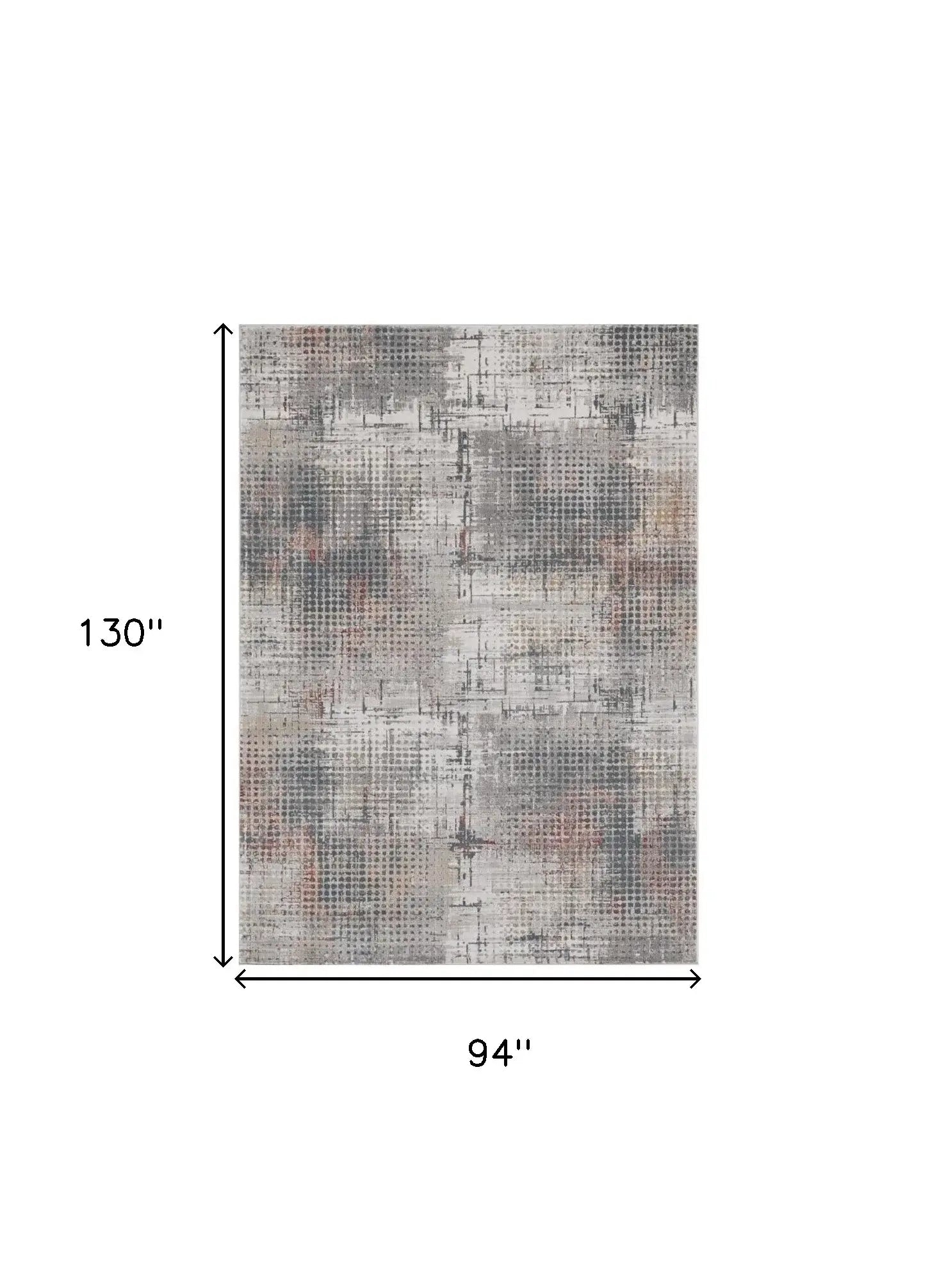 8' X 11' Ivory Gray and Gold Abstract Area Rug - Homeroots - Flyclothing LLC