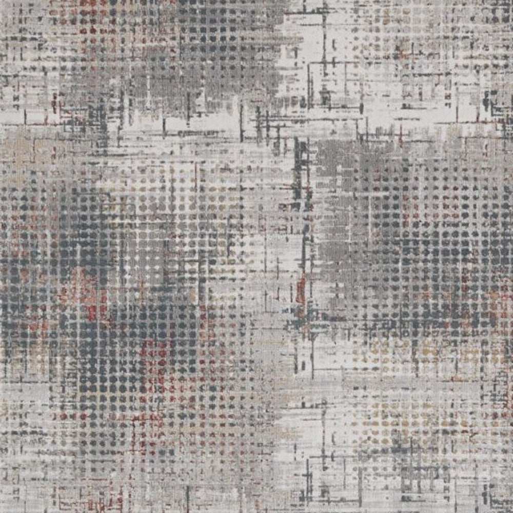 8' X 11' Ivory Gray and Gold Abstract Area Rug - Homeroots - Flyclothing LLC