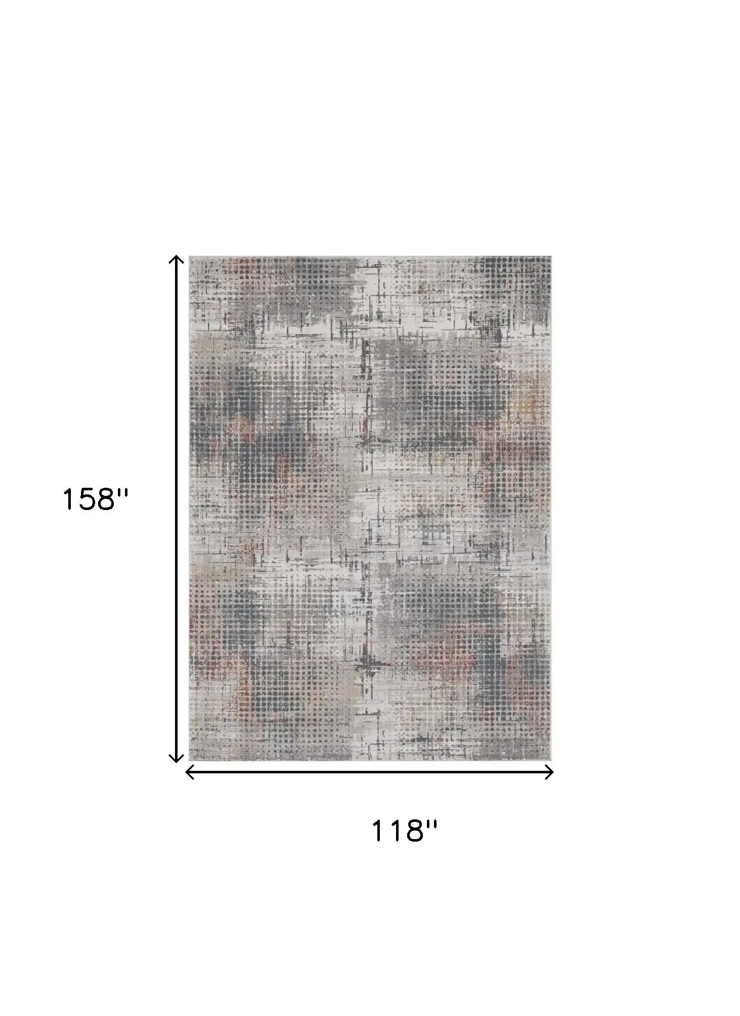 10' X 13' Ivory Gray and Gold Abstract Area Rug - Homeroots - Flyclothing LLC