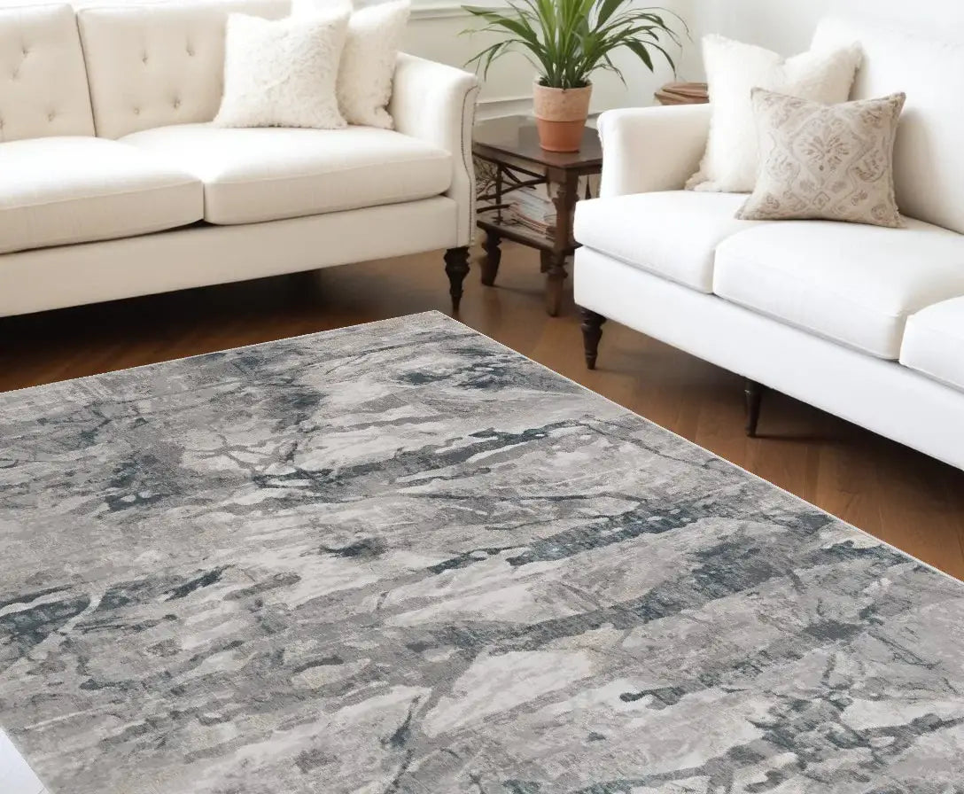 10' X 13' Gray Abstract Area Rug - Homeroots - Flyclothing LLC