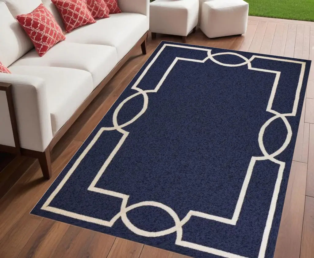 5' X 7' Blue and Ivory Handmade Indoor Outdoor Area Rug - Homeroots - Flyclothing LLC