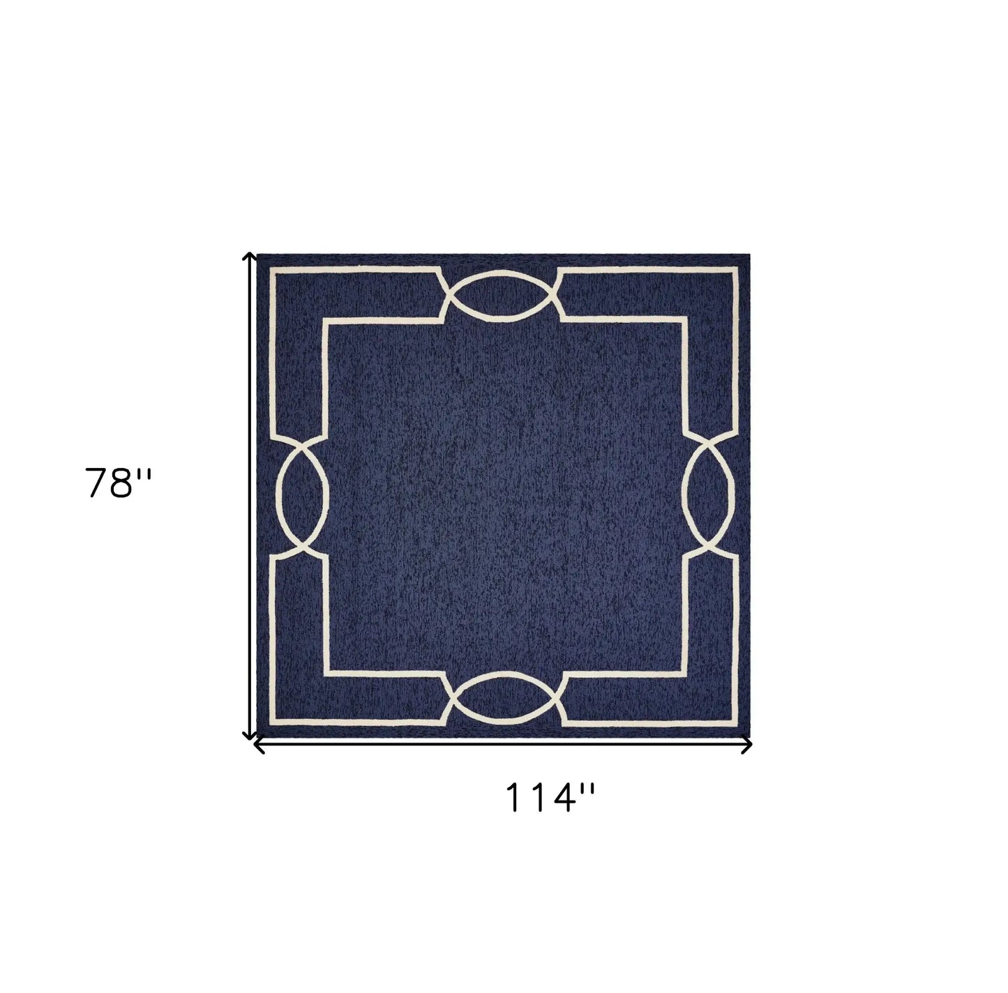 7' X 10' Navy and Ivory Geometric Hand Hooked Area Rug - Homeroots - Flyclothing LLC