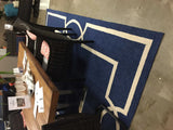 7' X 10' Navy and Ivory Geometric Hand Hooked Area Rug - Homeroots - Flyclothing LLC
