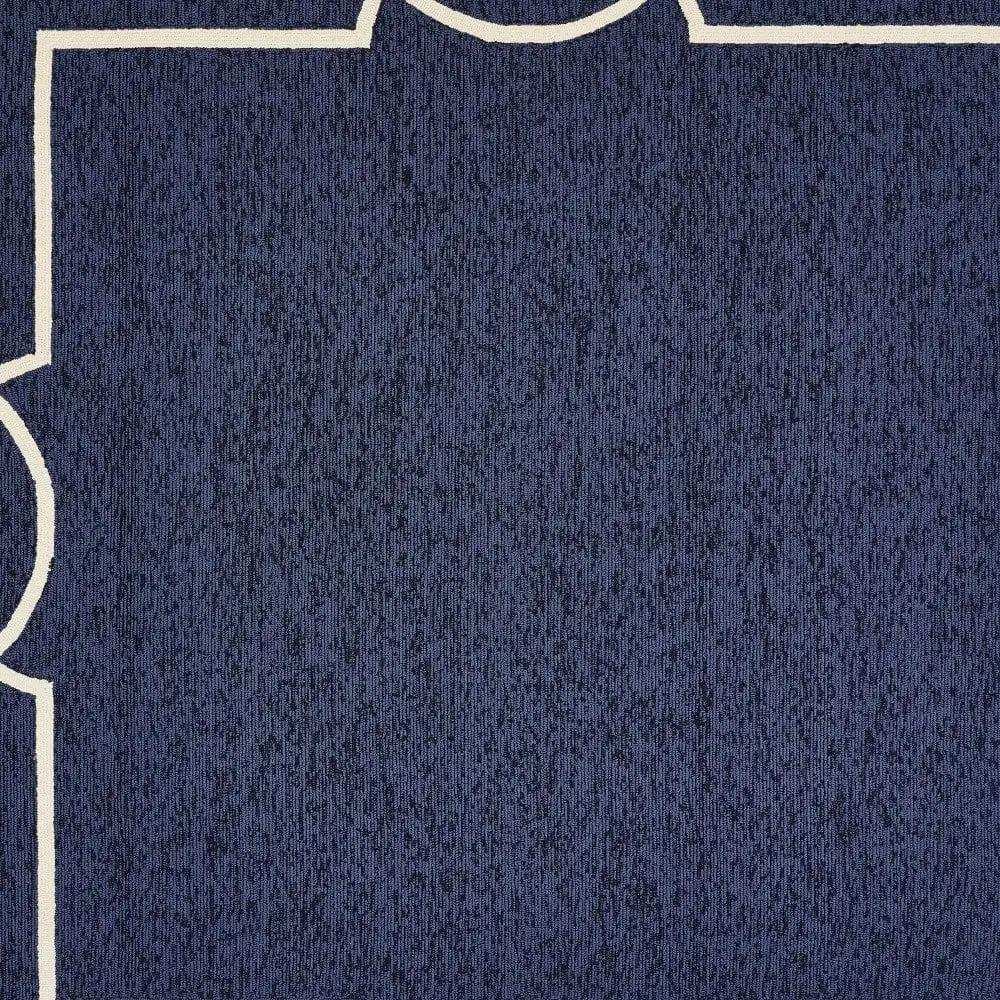 7' X 10' Navy and Ivory Geometric Hand Hooked Area Rug - Homeroots - Flyclothing LLC