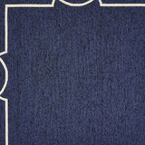 7' X 10' Navy and Ivory Geometric Hand Hooked Area Rug - Homeroots - Flyclothing LLC