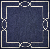 8' X 11' Navy and Ivory Geometric Hand Hooked Area Rug - Homeroots - Flyclothing LLC