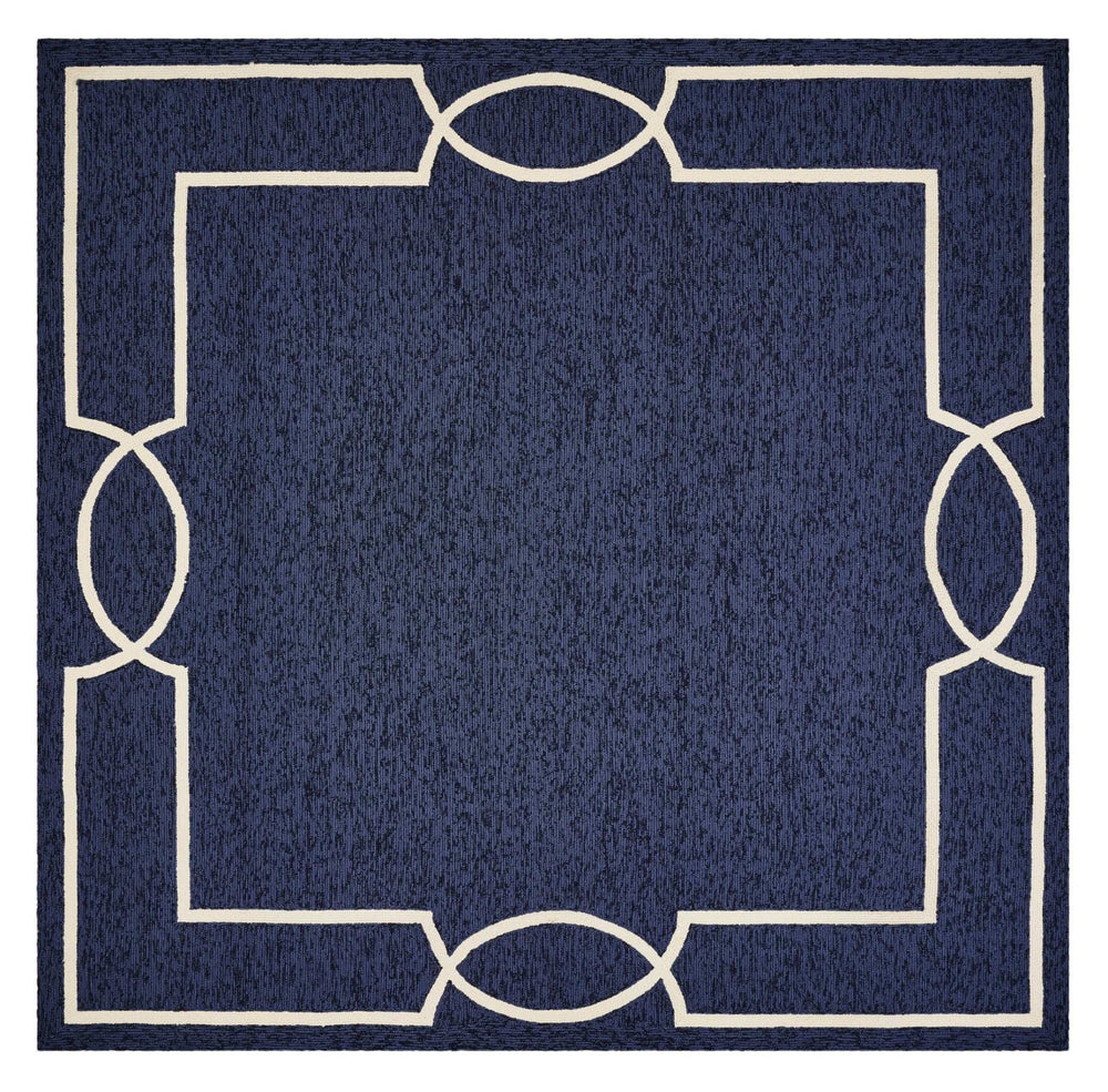 8' X 11' Navy and Ivory Geometric Hand Hooked Area Rug - Homeroots - Flyclothing LLC