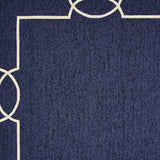 8' X 11' Navy and Ivory Geometric Hand Hooked Area Rug - Homeroots - Flyclothing LLC