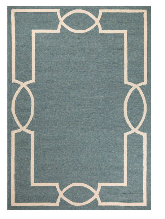 5' X 7' Spa Coastal Bordered Indoor Outdoor Area Rug - Homeroots - Flyclothing LLC
