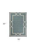 5' X 7' Spa Coastal Bordered Indoor Outdoor Area Rug - Homeroots - Flyclothing LLC