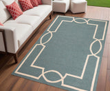 5' X 7' Spa Coastal Bordered Indoor Outdoor Area Rug - Homeroots