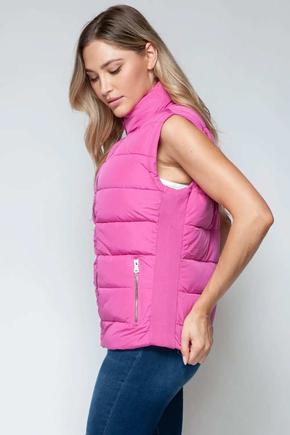 Snobbish Zip Up Turtleneck Vest with Pockets - Trendsi - Flyclothing LLC
