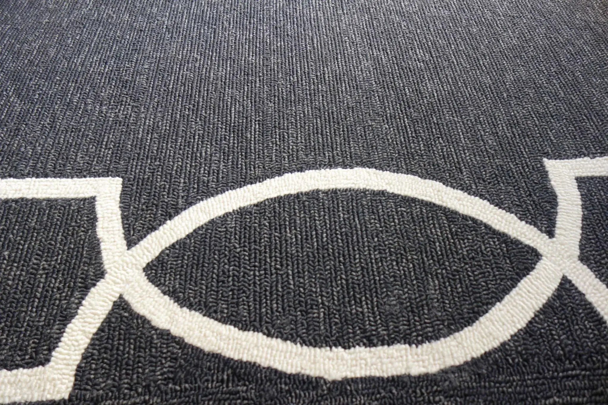 8' X 11' Black and White Hand Hooked Area Rug - Homeroots - Flyclothing LLC
