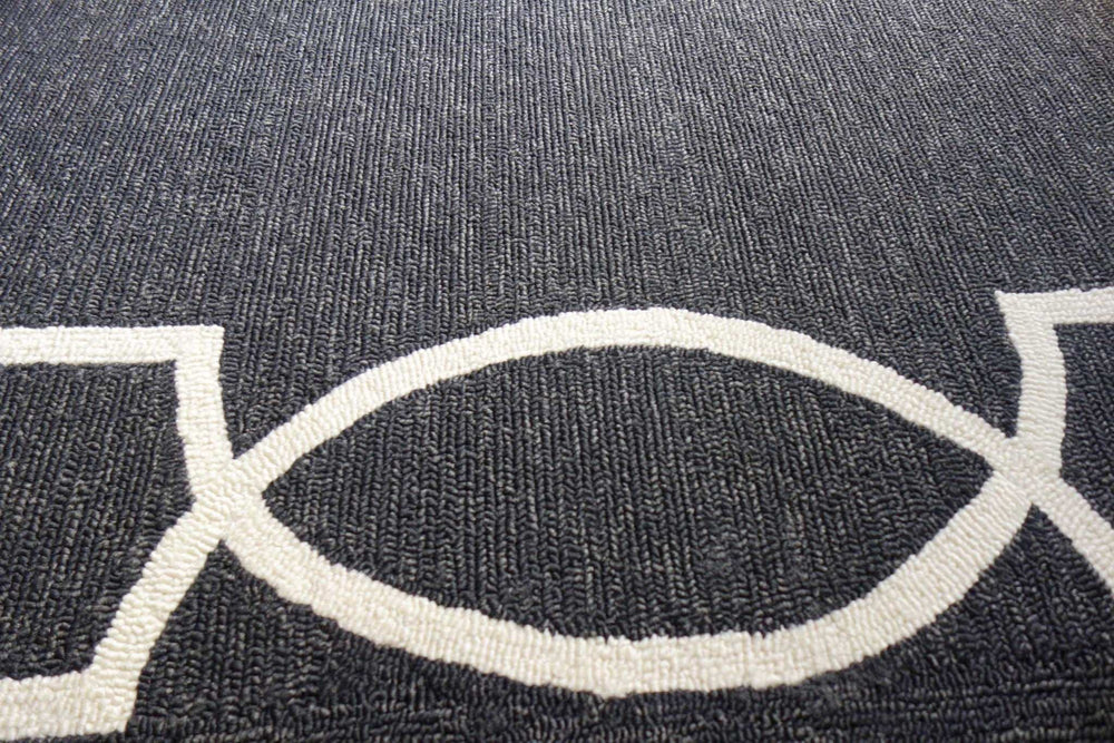 8' X 11' Black and White Hand Hooked Area Rug - Homeroots - Flyclothing LLC