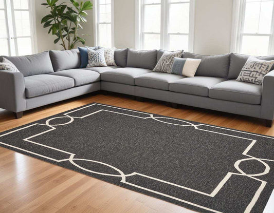 8' X 11' Black and White Hand Hooked Area Rug - Homeroots - Flyclothing LLC