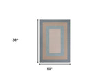 3' X 5' Blue and Beige Handmade Indoor Outdoor Area Rug - Homeroots - Flyclothing LLC