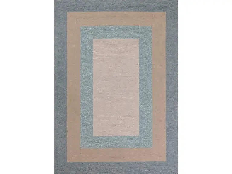 8' X 11' Blue and Beige Handmade Indoor Outdoor Area Rug - Homeroots - Flyclothing LLC