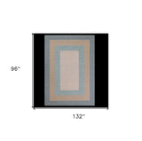 8' X 11' Blue and Beige Handmade Indoor Outdoor Area Rug - Homeroots - Flyclothing LLC