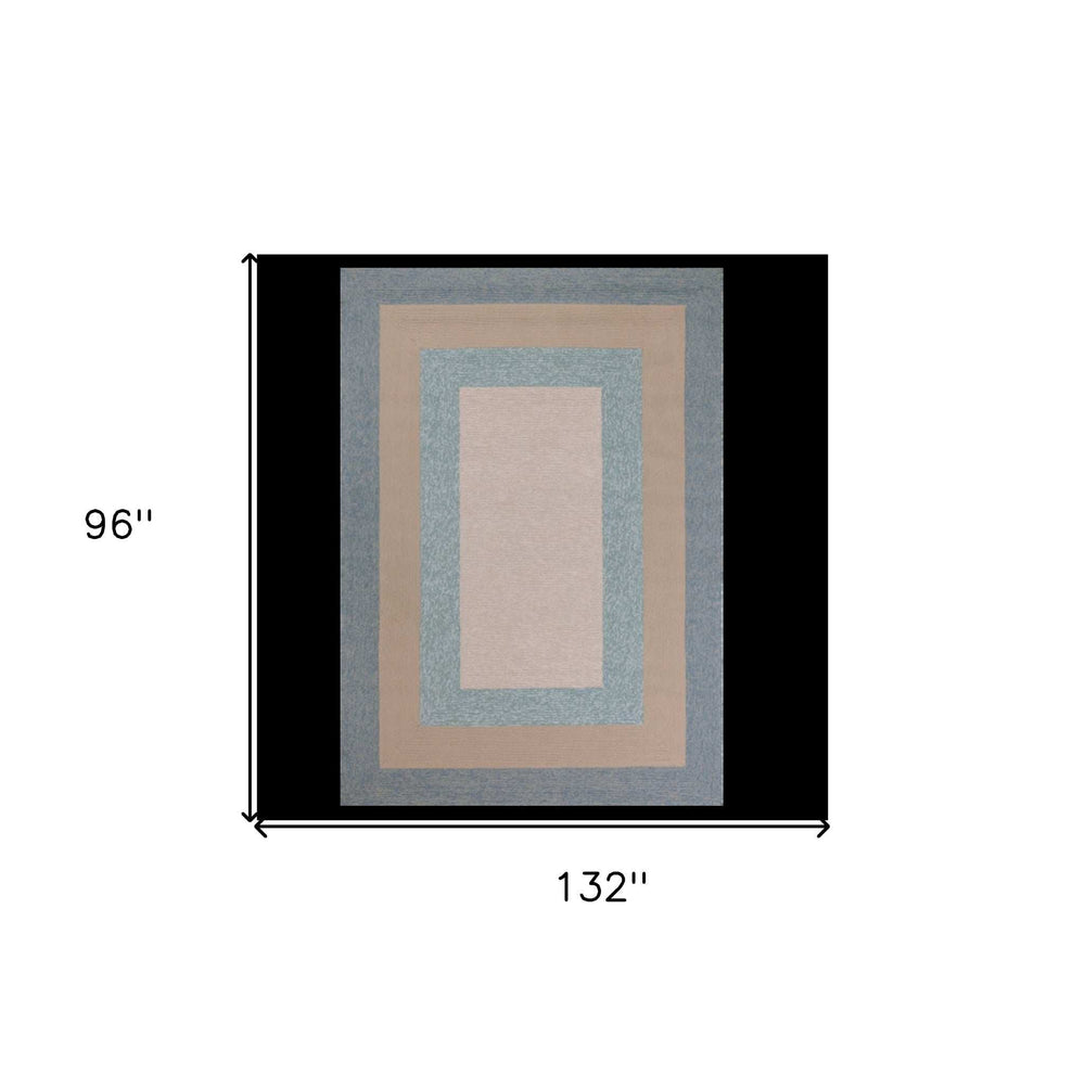 8' X 11' Blue and Beige Handmade Indoor Outdoor Area Rug - Homeroots - Flyclothing LLC