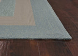 8' X 11' Blue and Beige Handmade Indoor Outdoor Area Rug - Homeroots - Flyclothing LLC