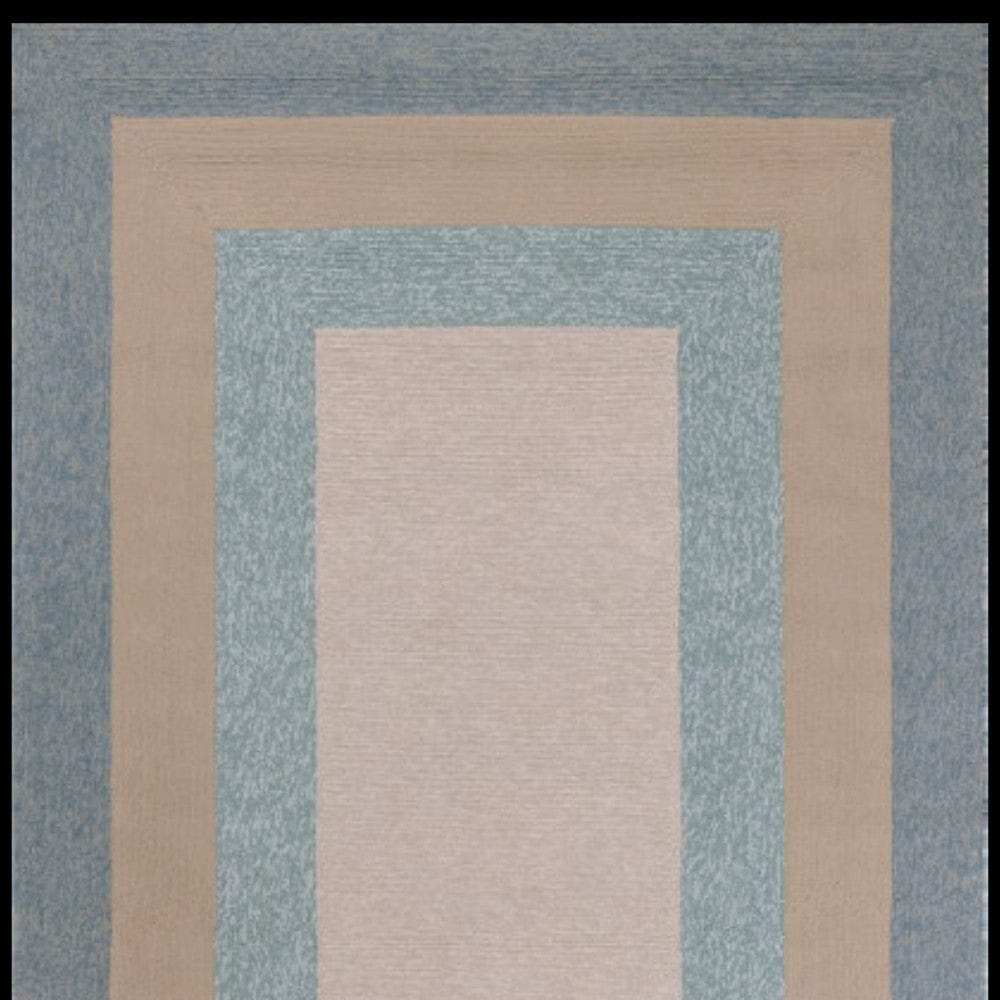 8' X 11' Blue and Beige Handmade Indoor Outdoor Area Rug - Homeroots - Flyclothing LLC