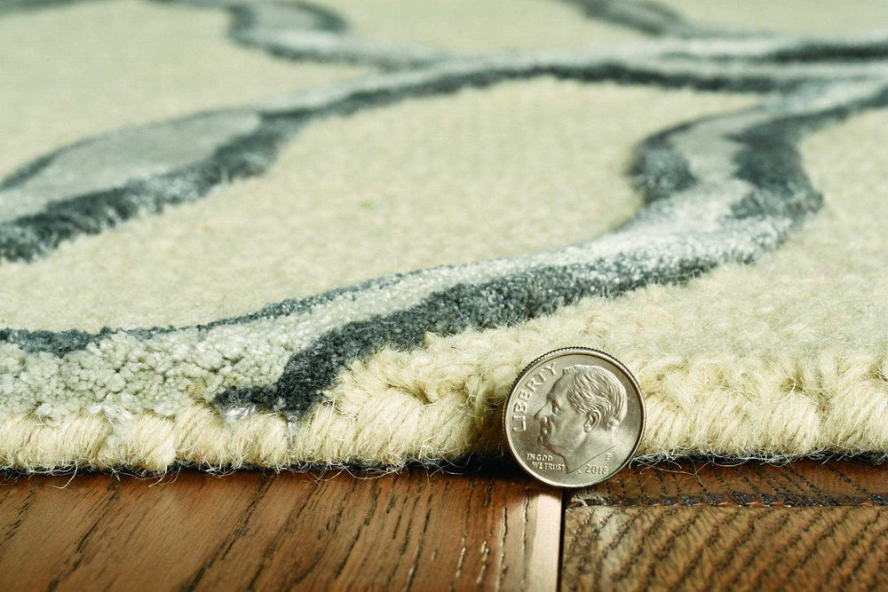 8' Silver Ivory Hand Tufted Vermicular Indoor Runner Rug - Homeroots - Flyclothing LLC