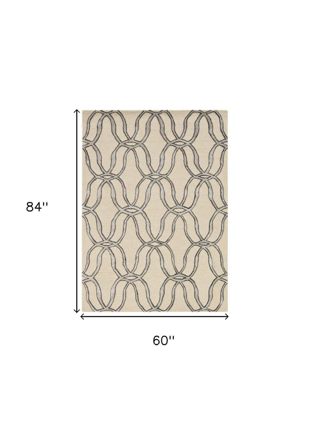 5' X 7' Beige and Silver Wool Vermicular Hand Tufted Area Rug - Homeroots - Flyclothing LLC