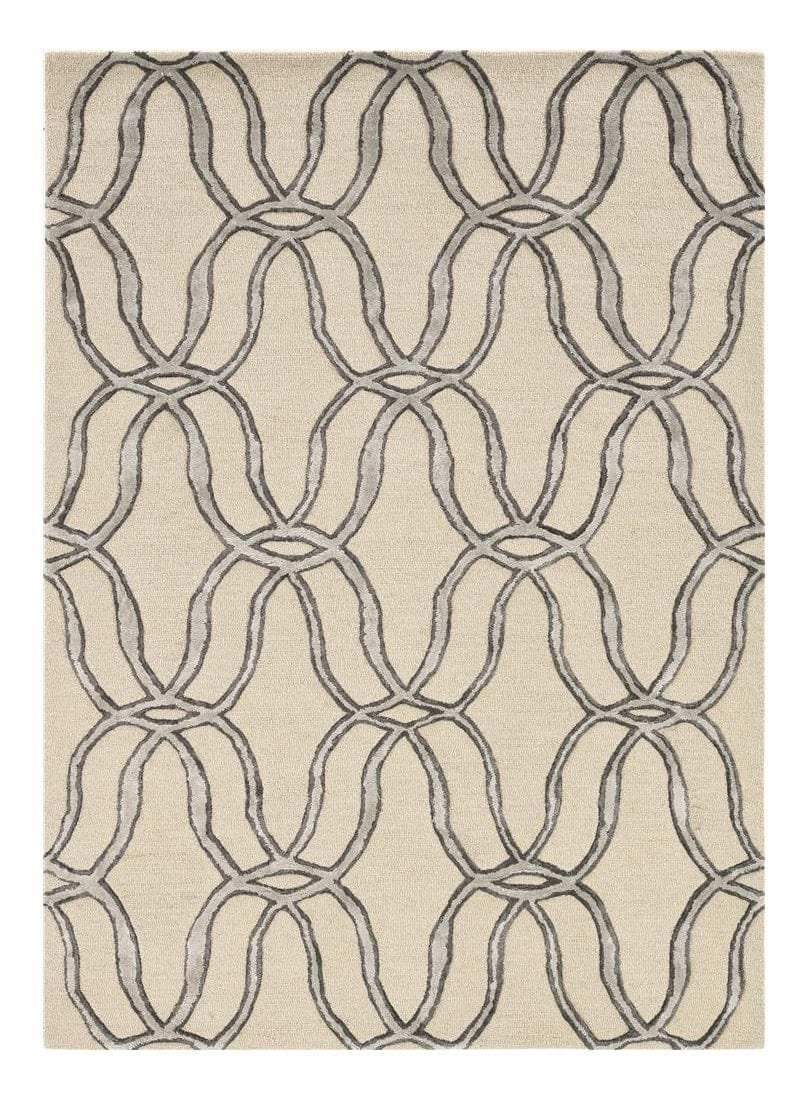 5' X 7' Beige and Silver Wool Vermicular Hand Tufted Area Rug - Homeroots - Flyclothing LLC