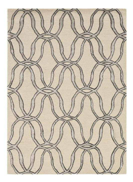 5' X 7' Beige and Silver Wool Vermicular Hand Tufted Area Rug - Homeroots - Flyclothing LLC