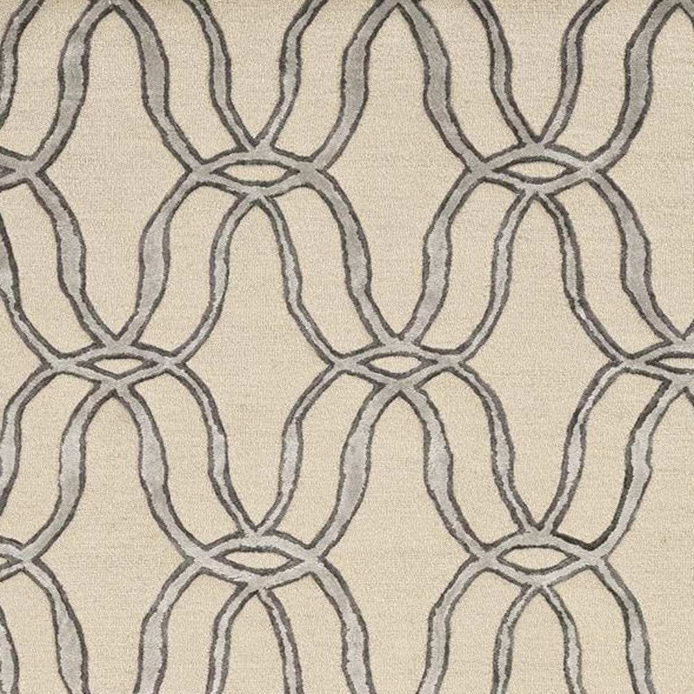 5' X 7' Beige and Silver Wool Vermicular Hand Tufted Area Rug - Homeroots - Flyclothing LLC