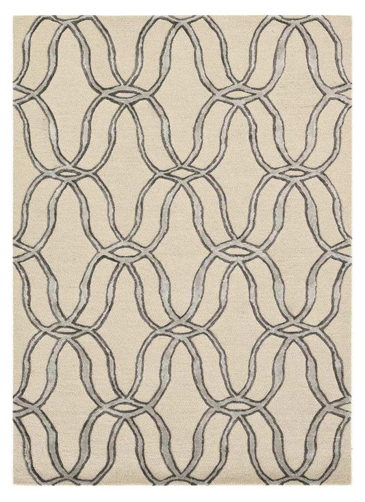 8' X 10' Beige and Silver Wool Vermicular Hand Tufted Area Rug - Homeroots - Flyclothing LLC