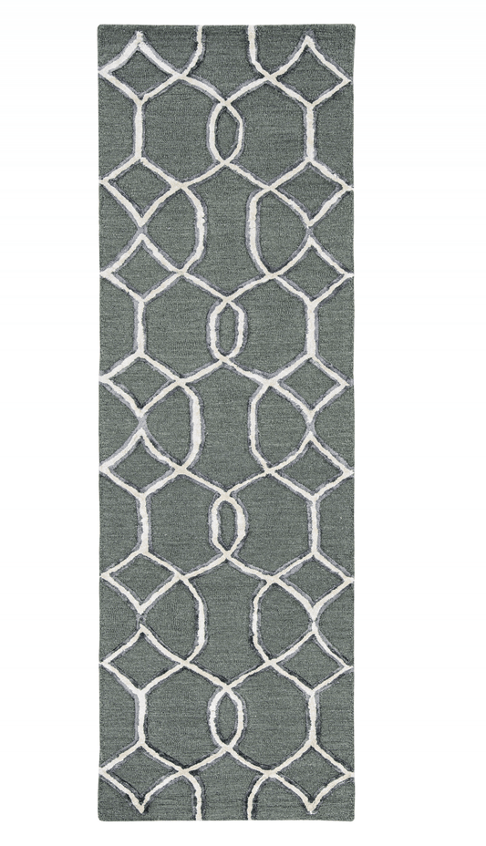 8' X 8' Gray Wool Handmade Runner Rug