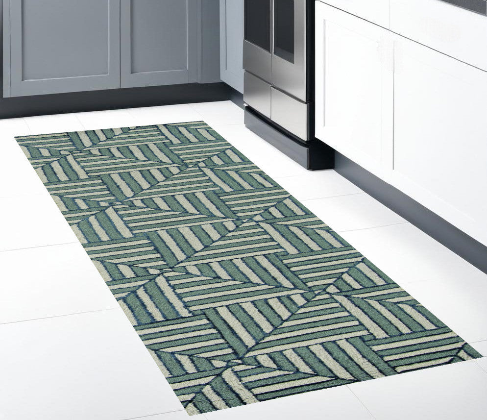 8' X 8' Charcoal Wool Handmade Runner Rug - Homeroots