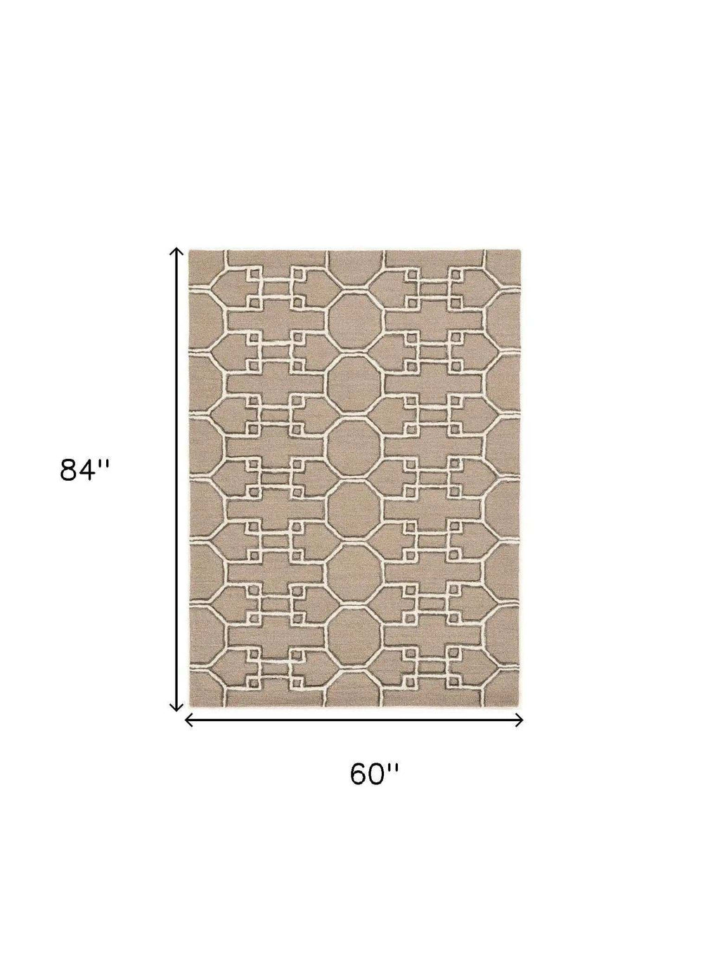 5' X 7' Gray and Ivory Wool Geometric Hand Tufted Area Rug - Homeroots - Flyclothing LLC