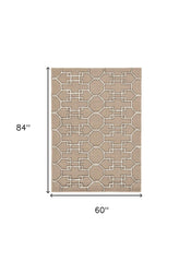 5' X 7' Gray and Ivory Wool Geometric Hand Tufted Area Rug