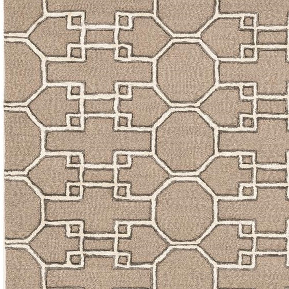 5' X 7' Gray and Ivory Wool Geometric Hand Tufted Area Rug