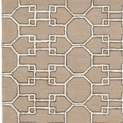 5' X 7' Gray and Ivory Wool Geometric Hand Tufted Area Rug