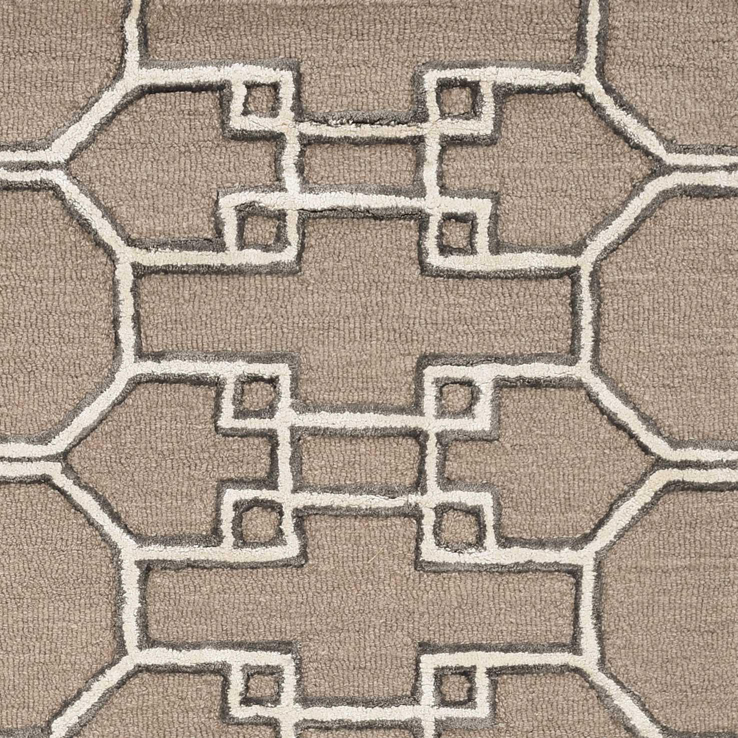 5' X 7' Gray and Ivory Wool Geometric Hand Tufted Area Rug