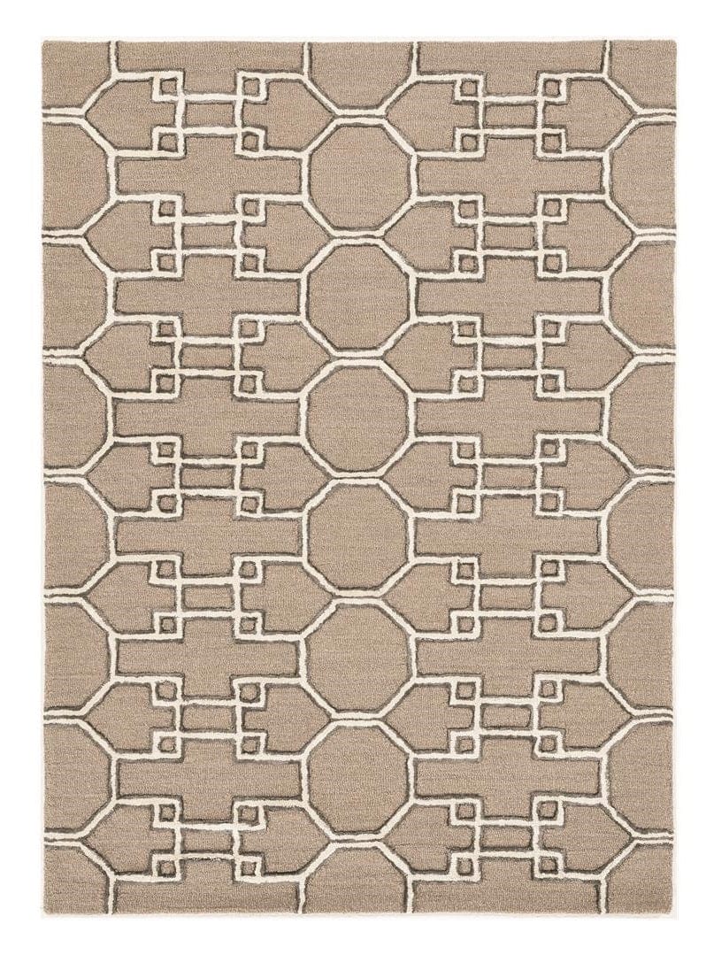 5' X 7' Gray and Ivory Wool Geometric Hand Tufted Area Rug