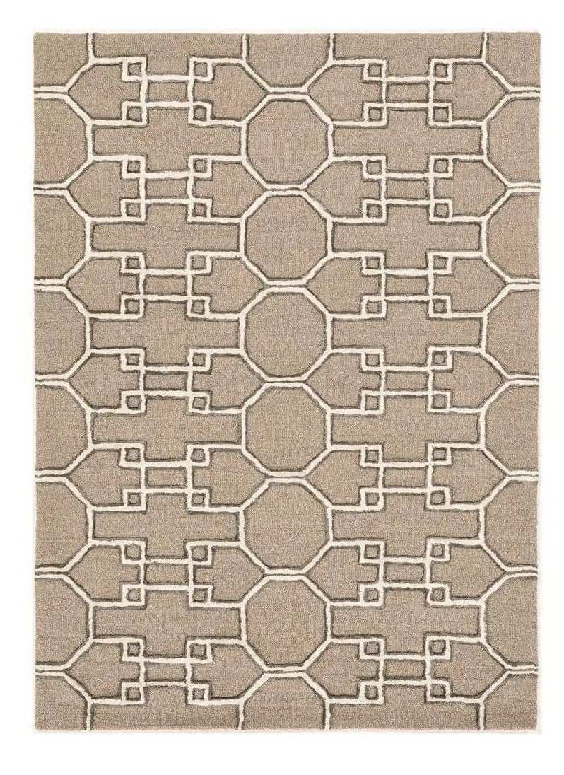 5' X 7' Gray and Ivory Wool Geometric Hand Tufted Area Rug - Homeroots - Flyclothing LLC