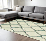 115' Cream Wool Geometric Hand Tufted Area Rug - Homeroots