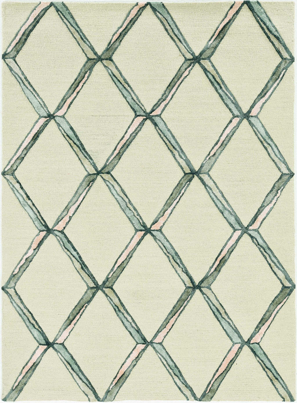 115' Cream Wool Geometric Hand Tufted Area Rug - Homeroots - Flyclothing LLC