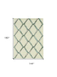 115' Cream Wool Geometric Hand Tufted Area Rug - Homeroots
